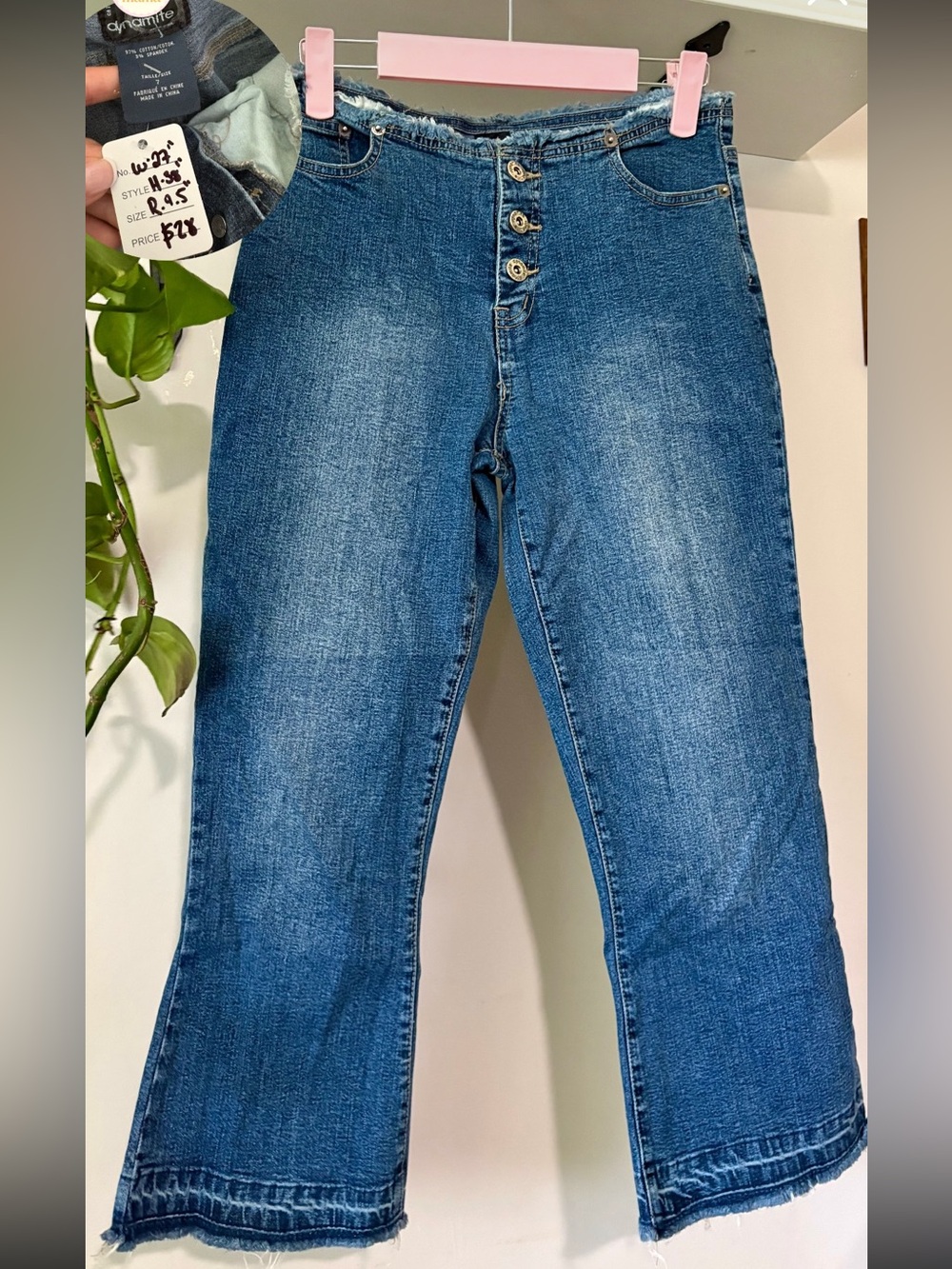 Dynamite Women's Blue Button-Fly High-Rise Jeans